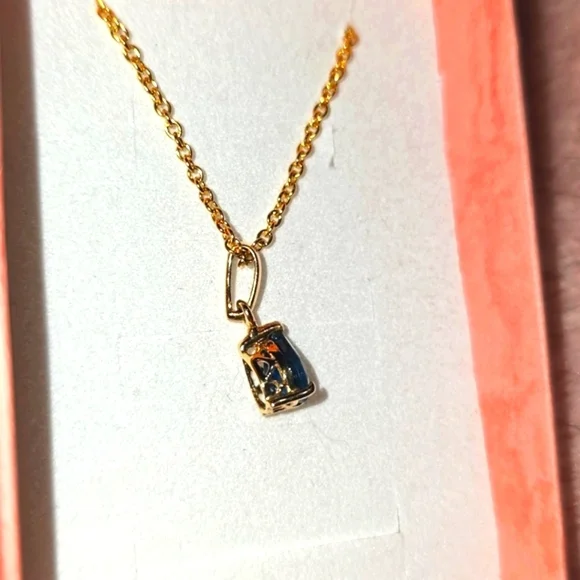 NWT - Deep Blue London Topaz on Gold Chain - Picture 7 of 10